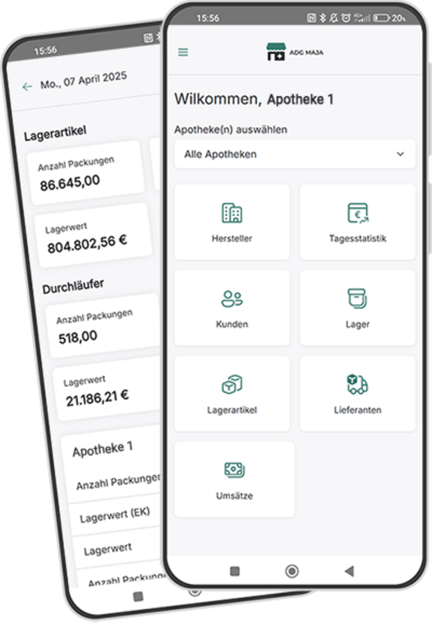 Funktionsübersicht der App MAJA