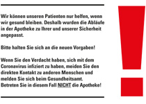 Schild mit Aufschrift "Bitte halten Sie sich an die neuen Vorgaben"